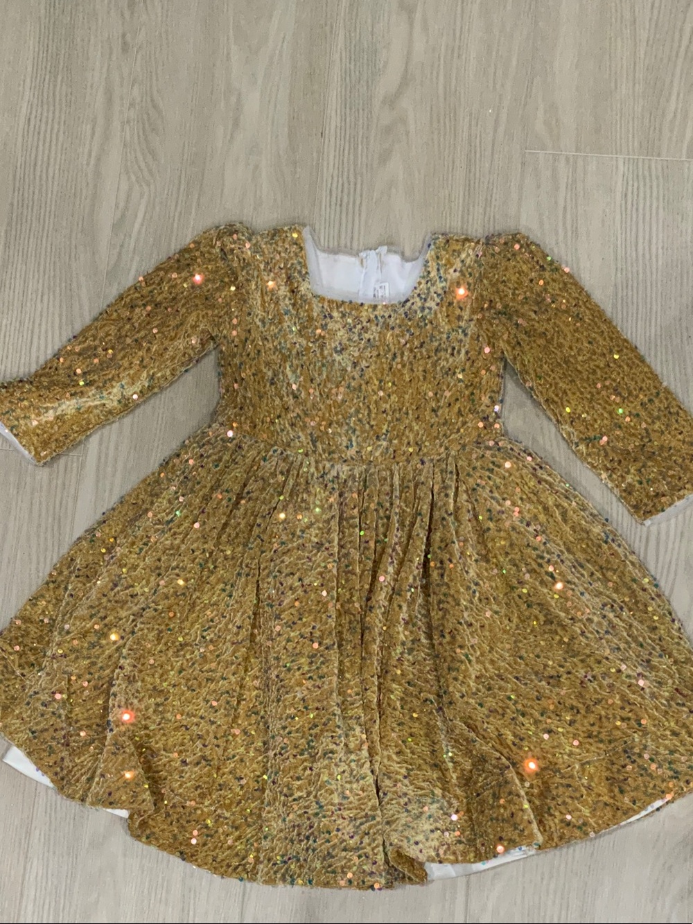 Mia Belle Girls Sparkle Gold Sequin Girls' Holiday Christmas photo Pageant Dress